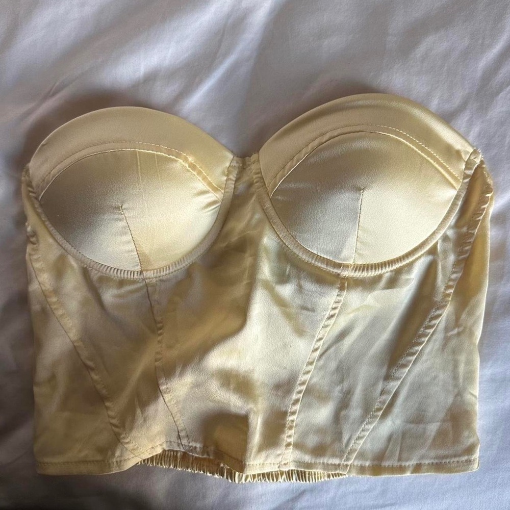 Women's Satin Bustier Top - Cream